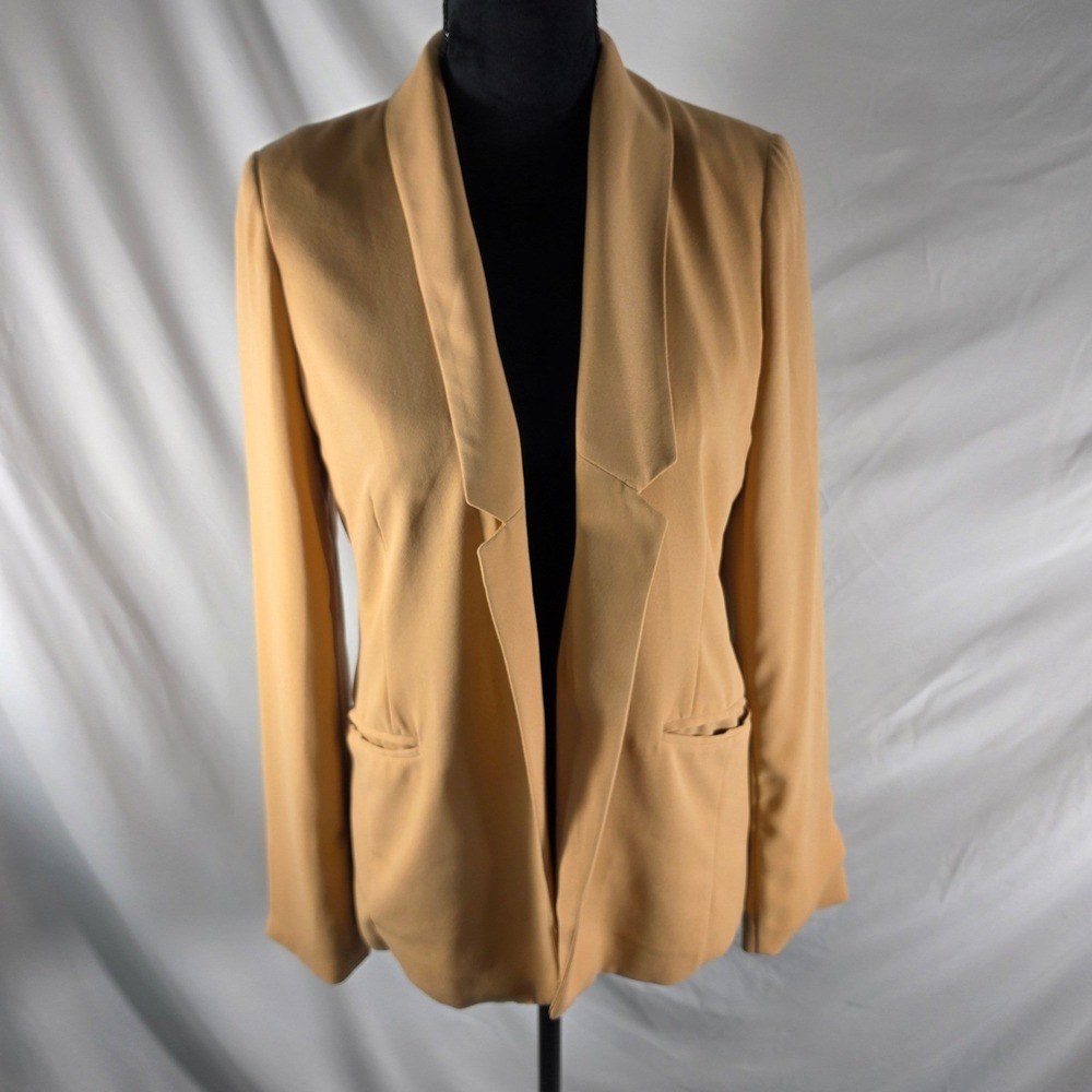 LC Lauren Conrad Tan Camel Open Front Blazer Womens 8 Business Casual Chic